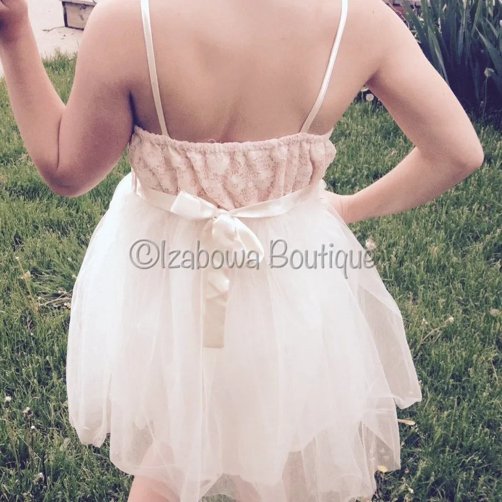 Pink Lace & Ivory Tulle Flowergirl Dress  LACE3  Size 3 (100)   NWT Boutique